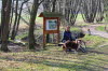 Pause beim Rollerfahren